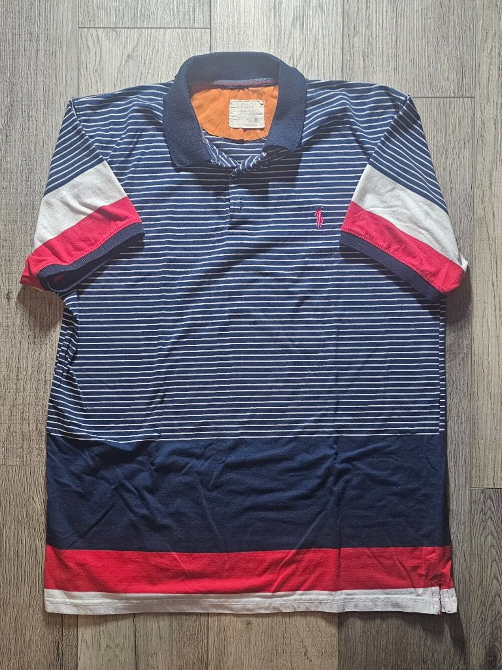 Vintage Ralph Lauren Mens Striped Colorblock Short Sleeve Polo Shirt Size XL